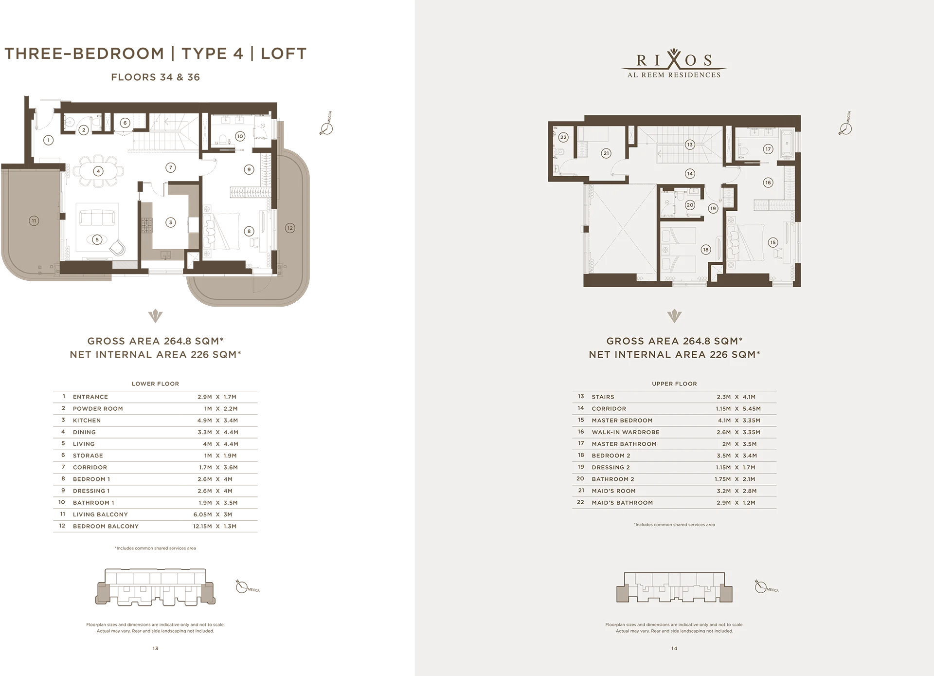 Three bedroom residence floor plan at Rixos residences reem island