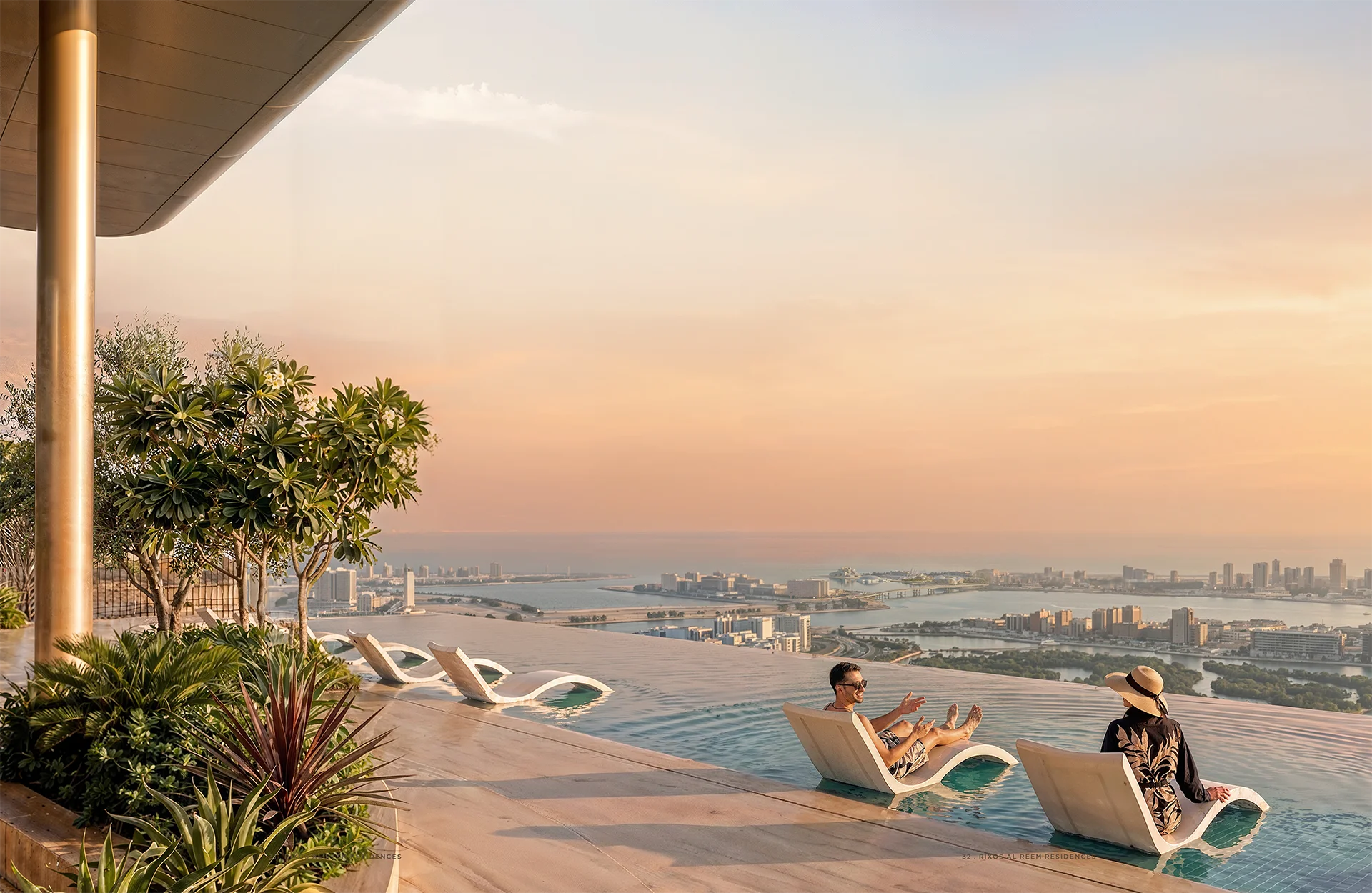 Rooftop leisure deck with sunset views at Rixos Al Reem Residences Abu Dhabi